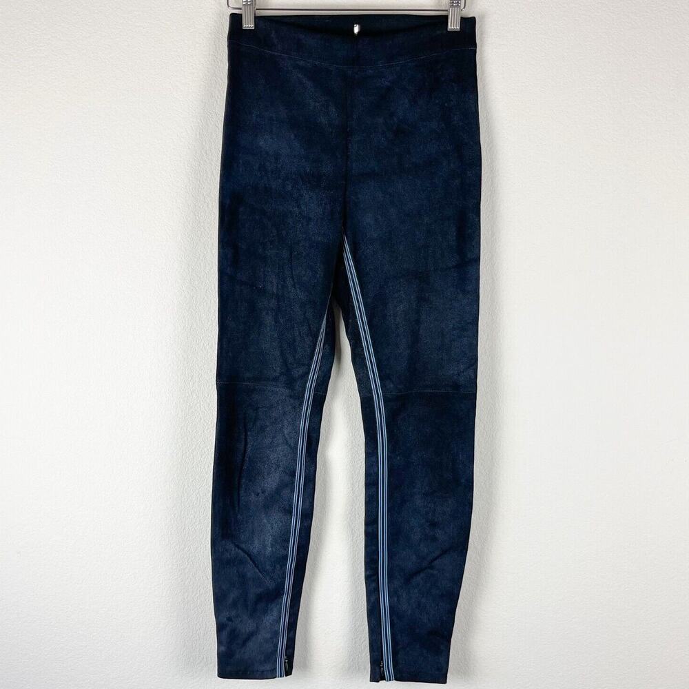 Elie Tahari Roxanna Lambskin Suede Skinny Pants Womens Medium Blue Shimmery - Picture 2 of 15